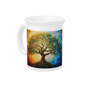 Tree of Knowledge - Oil Painting Beverage Pitcher