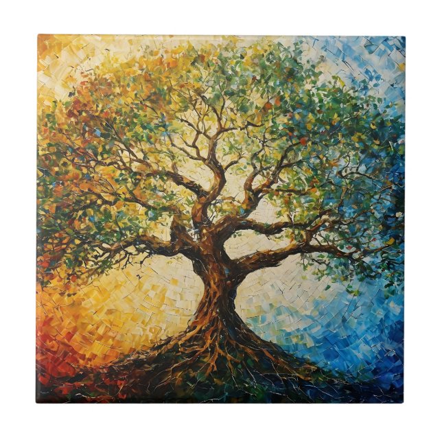 Tree of Knowledge - Oil Painting Ceramic Tile (Front)