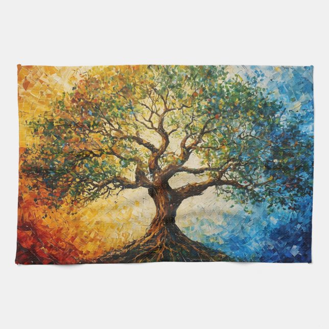 Tree of Knowledge - Oil Painting Kitchen Towel (Horizontal)