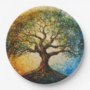 Tree of Knowledge - Oil Painting Paper Plates