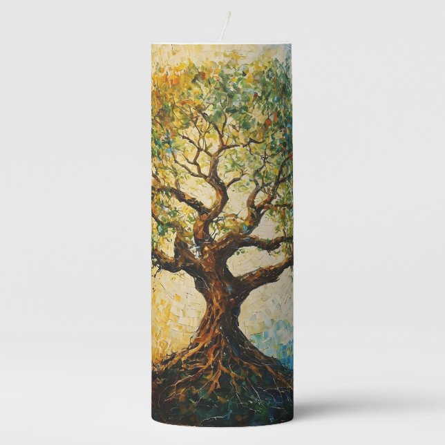 Tree of Knowledge - Oil Painting Pillar Candle (Front)