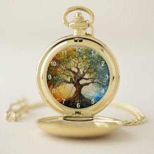 Tree of Knowledge - Oil Painting Pocket Watch