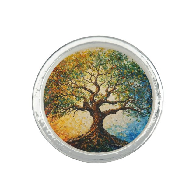 Tree of Knowledge - Oil Painting Ring (Front)