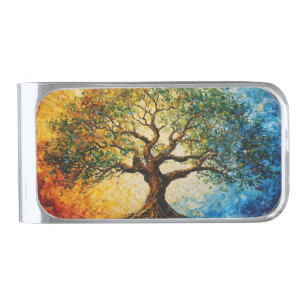 Tree of Knowledge - Oil Painting Silver Finish Money Clip