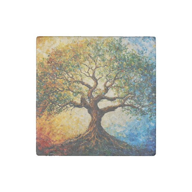 Tree of Knowledge - Oil Painting Stone Magnet (Front)