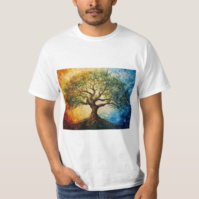 Tree of Knowledge - Oil Painting T-Shirt (Front)