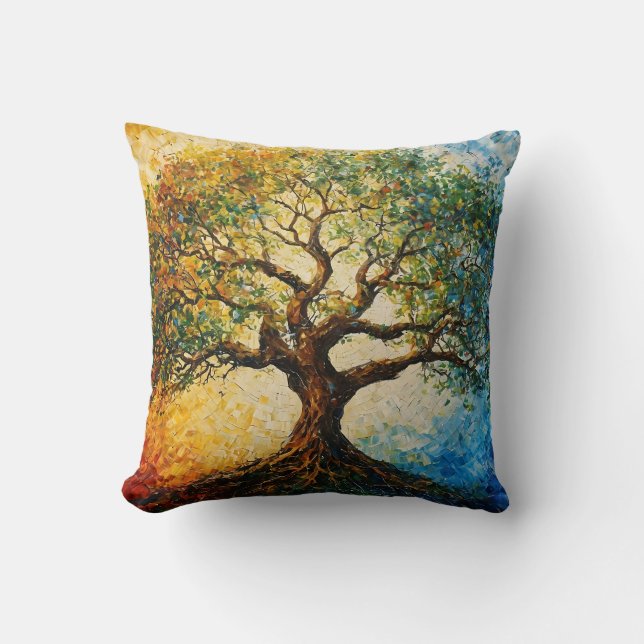 Tree of Knowledge - Oil Painting Throw Pillow (Front)