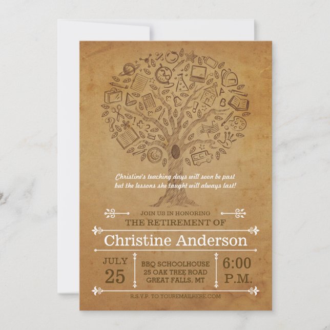 Tree of Knowledge Teacher Retirement Invitation (Front)
