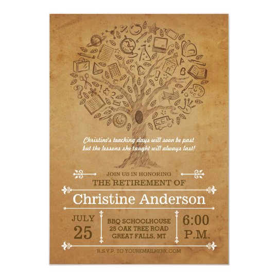 tree of knowledge teacher retirement invitation zazzle com