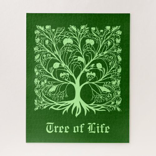Tree of Life 3 Light and Dark Green  Jigsaw Puzzle