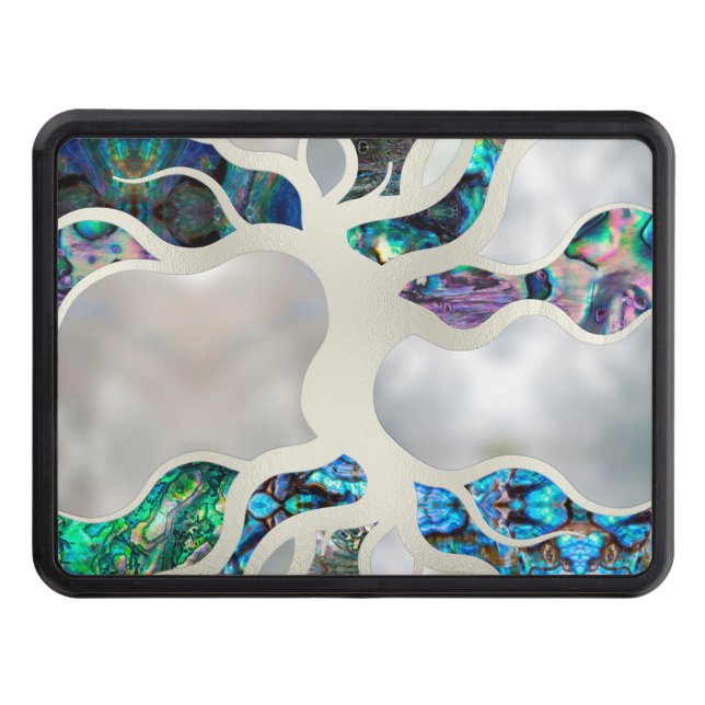 Tree of life - Abalone Shell and Pearl Hitch Cover (Front)