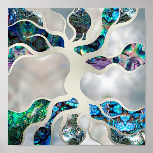 Tree of life _ Abalone Shell and Pearl Poster