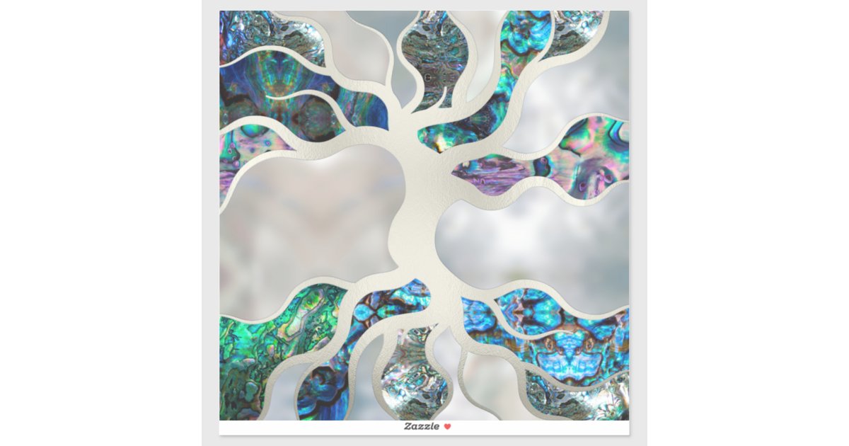 Tree of life - Abalone Shell and Pearl Sticker | Zazzle