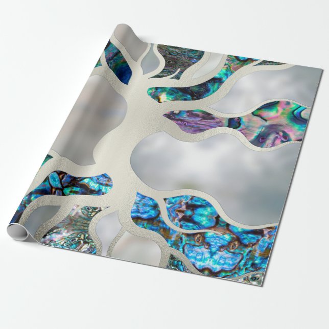 Tree of life - Abalone Shell and Pearl Wrapping Paper (Unrolled)