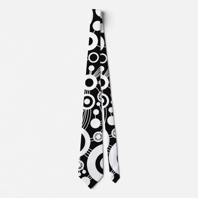 Tree of Life Abstract - B&W Neck Tie (Front)