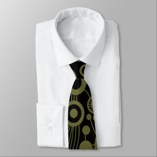 Tree of Life Abstract - Deep Olive Green and Black Neck Tie