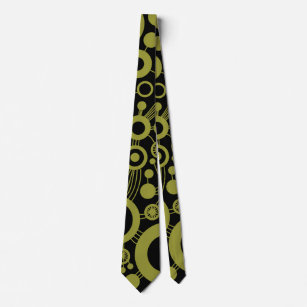Tree of Life Abstract - Olive Green and Black Neck Tie