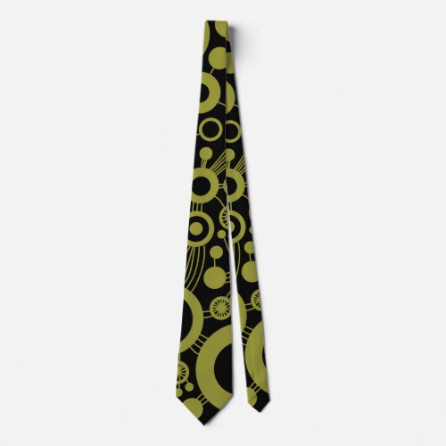 Tree of Life Abstract _ Olive Green and Black Neck Tie