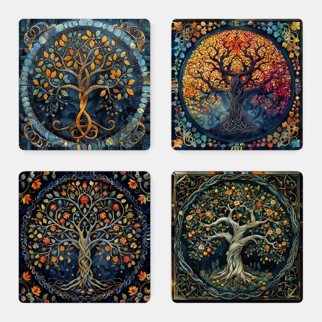 Tree of Life Acrylic Coaster Set (Set)