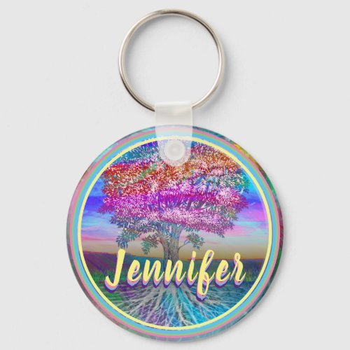 Tree of Life Add a Name Keychain