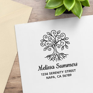 Tree of Life Address Rubber Stamp