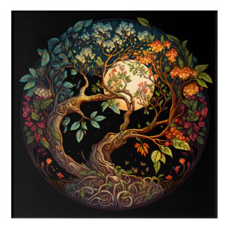 Tree of Life AI Art, with Moon Acrylic Wall Art