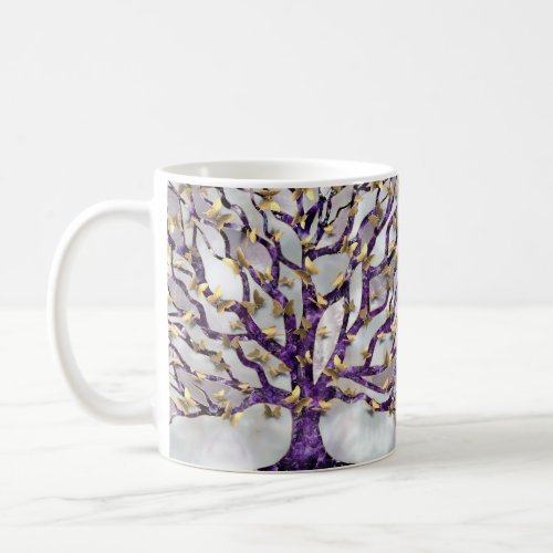 Tree of Life _ Amethyst and Butterflies Coffee Mug