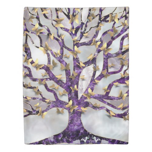 Tree of Life _ Amethyst and Butterflies Duvet Cover