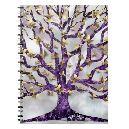 Tree of Life _ Amethyst and Butterflies Notebook