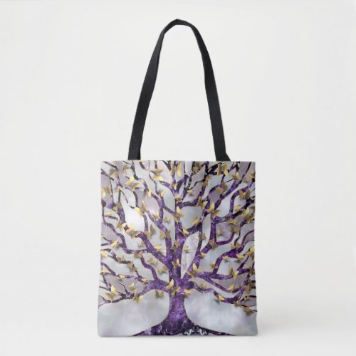 Tree of Life _ Amethyst and Butterflies Tote Bag