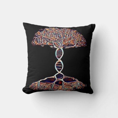 Tree of Life and DNA Double Helix Strand  Throw P Throw Pillow