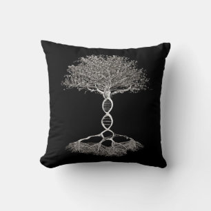 Tree of Life and DNA Double Helix Strand = Throw Pillow