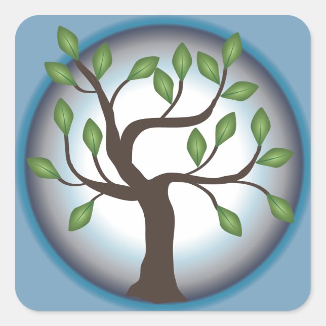 Tree of Life and Moon Square Sticker (Front)