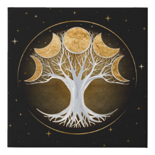 Tree of life and moons faux canvas print