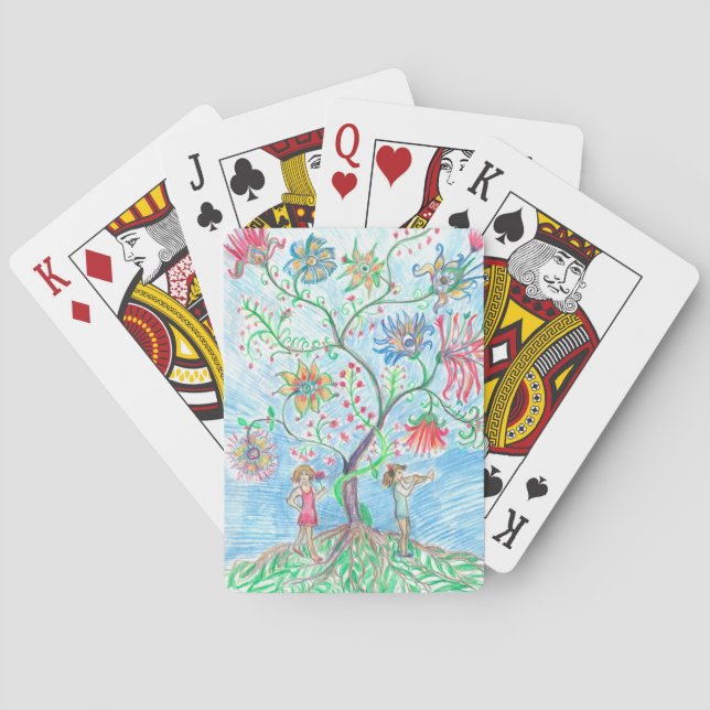 Tree of life and two figures poker cards (Back)