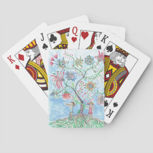 Tree of life and two figures poker cards