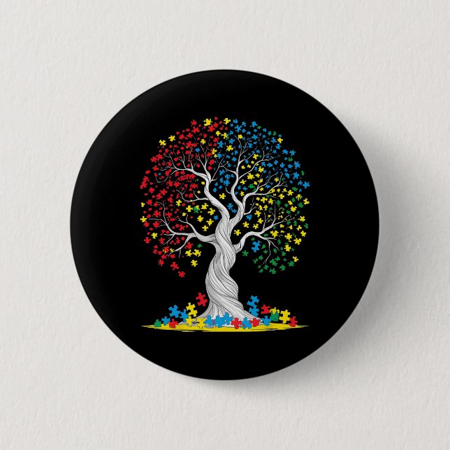 Tree Of Life Autism Awareness  Button (Front)