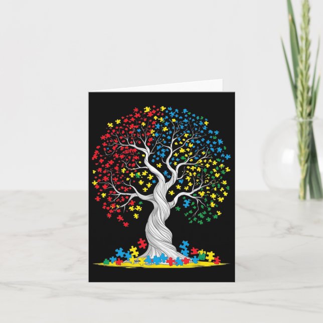 Tree Of Life Autism Awareness  Card (Front)