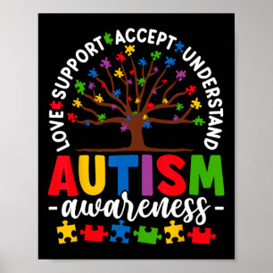 Tree Of Life Autism Awareness Love Accept Support  Poster
