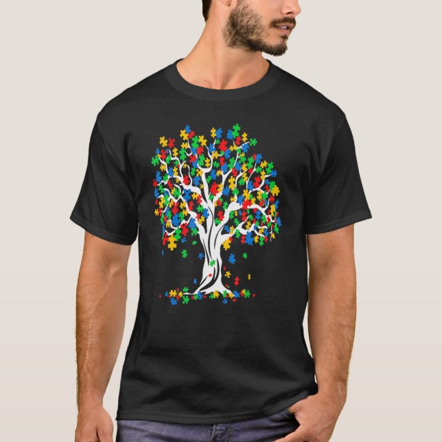 Tree Of Life Autism Awareness Month  ASD Supporter T-Shirt (Front)