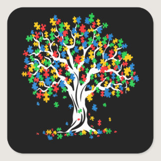 Tree Of Life Autism Awareness Month Square Sticker