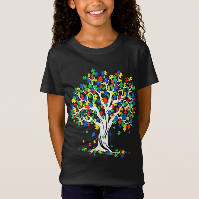 Tree Of Life Autism Awareness Month Tee Funny ASD  (Front)