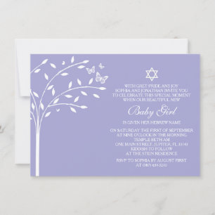 Tree of Life Baby Girl Naming Day Invite, Purple Invitation