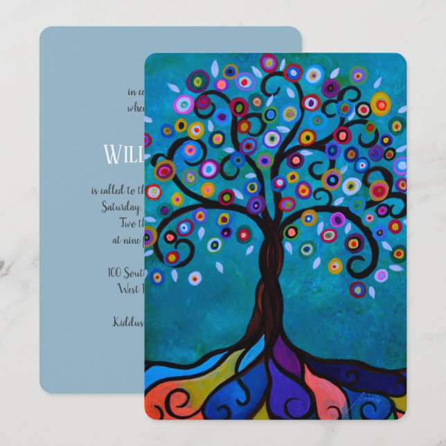 TREE OF LIFE BAR/BAT MITZVAH INVITATION (Front/Back)