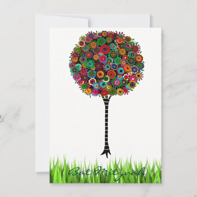 Tree of Life Bar Bat Mitzvah Invitations (Front)