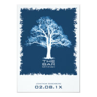 Tree of Life Bar Mitzvah Invitation, Navy Card