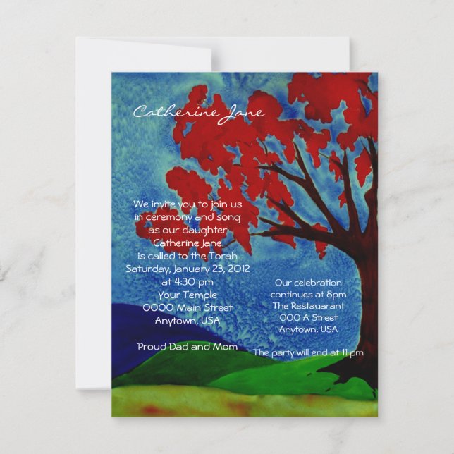 Tree of Life Bat Mitzvah invitation (Front)