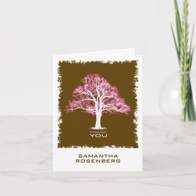 Tree of Life Bat Mitzvah Thank You Card, Chocolate (Front)