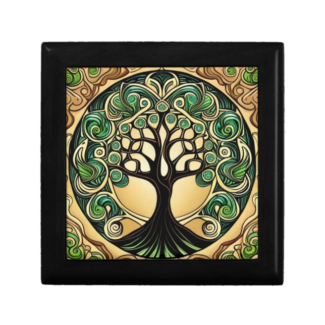 Tree of Life Beautiful Wooden Jewelry Keepsake Box (Front)