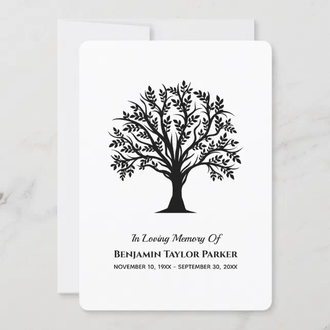 Tree Of Life Bereavement Sympathy Funeral Memorial Thank You Card Zazzle 1355